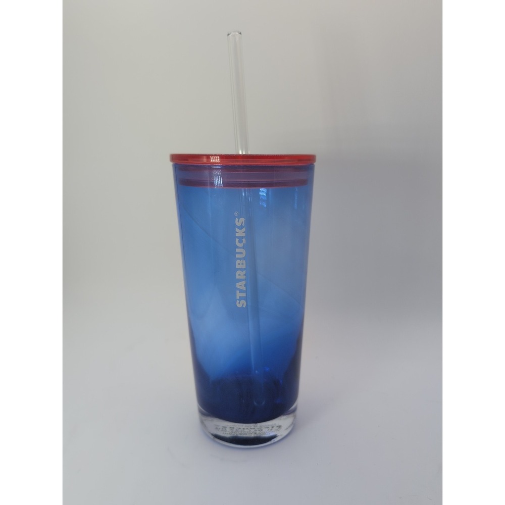 Starbucks 2022 Summer Transparent Blue Ocean Spray 18oz Glass Cold Tumbler
